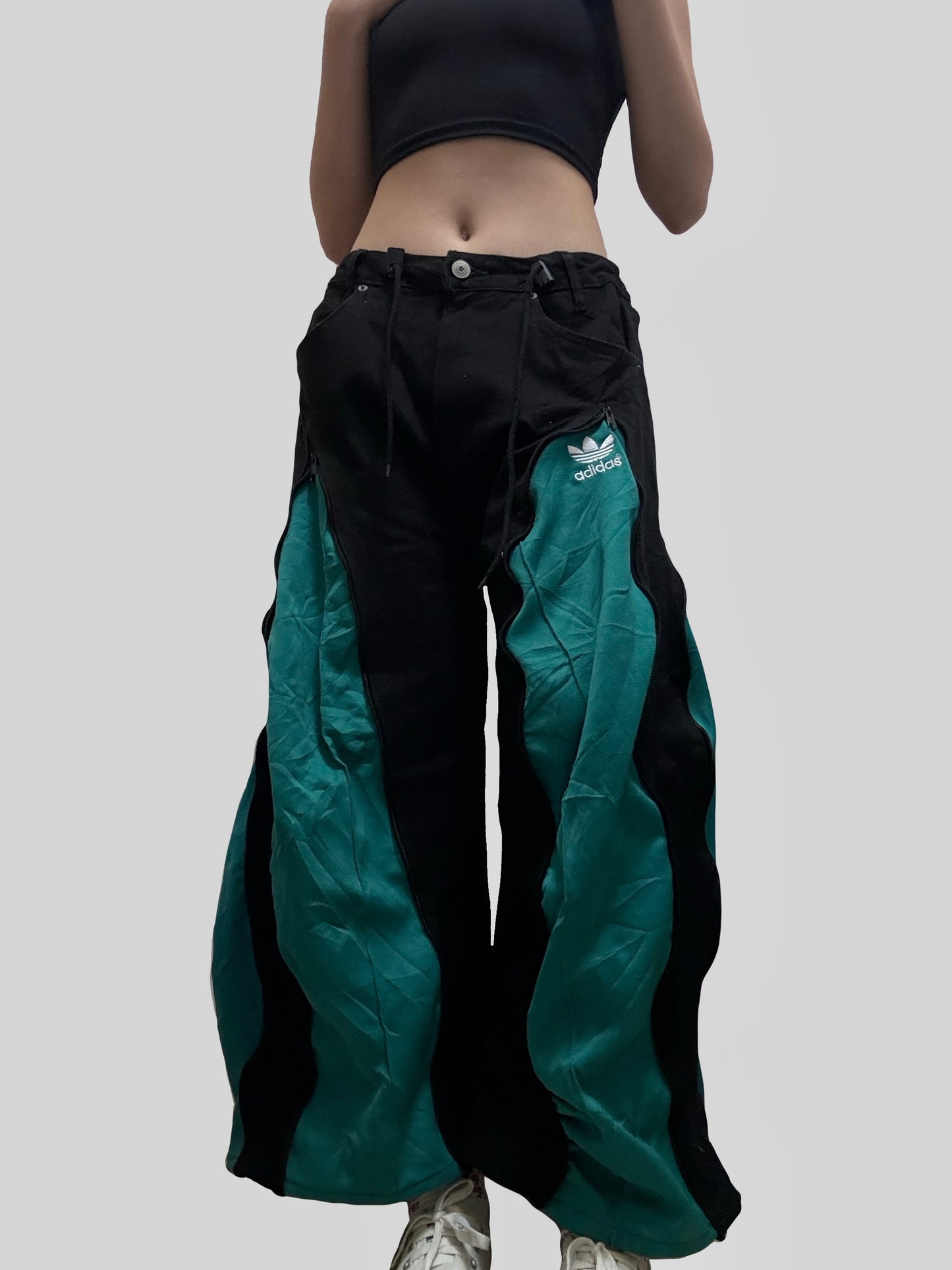 小個子版本: Green Adidas Sweatpants X Black Jeans Remade #60