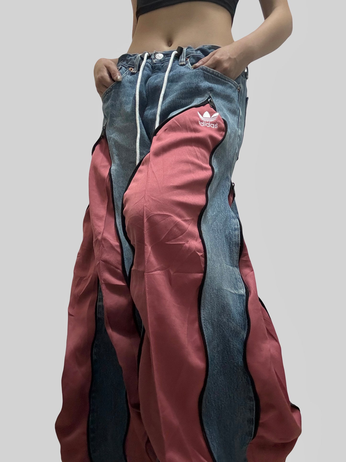 小個子版本: Salmon Pink Adidas Sweatpants X Levi’s Jeans Remade #64