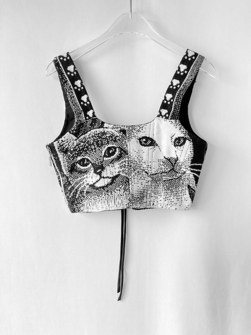 Black and White Vintage Cat Corset #4