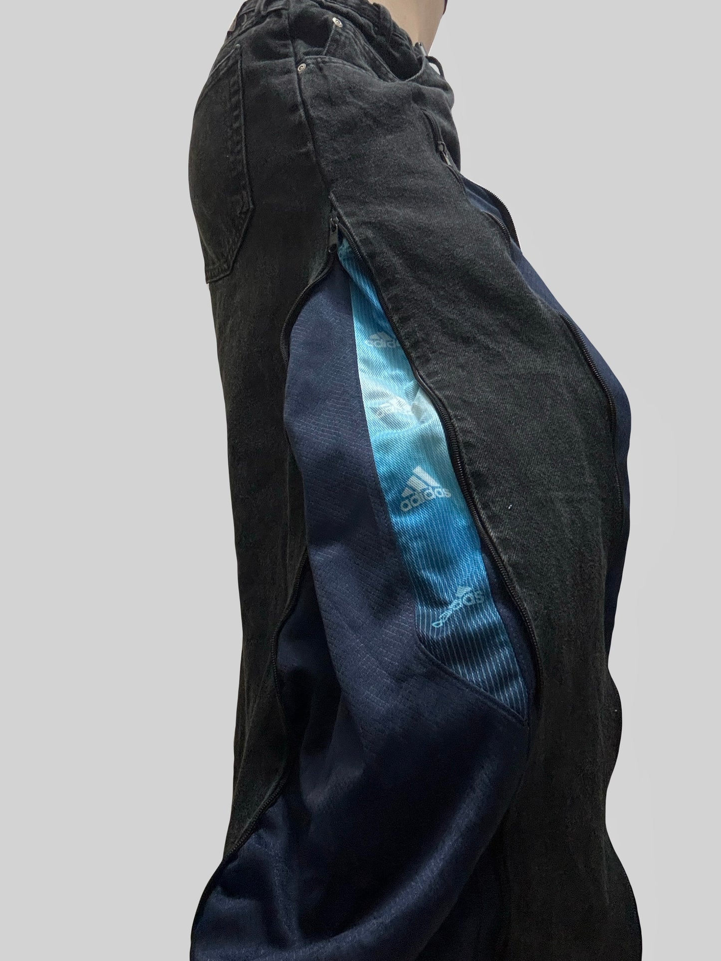 小個子版本: Blue Adidas Sweatpants X Black Jeans Remade #59
