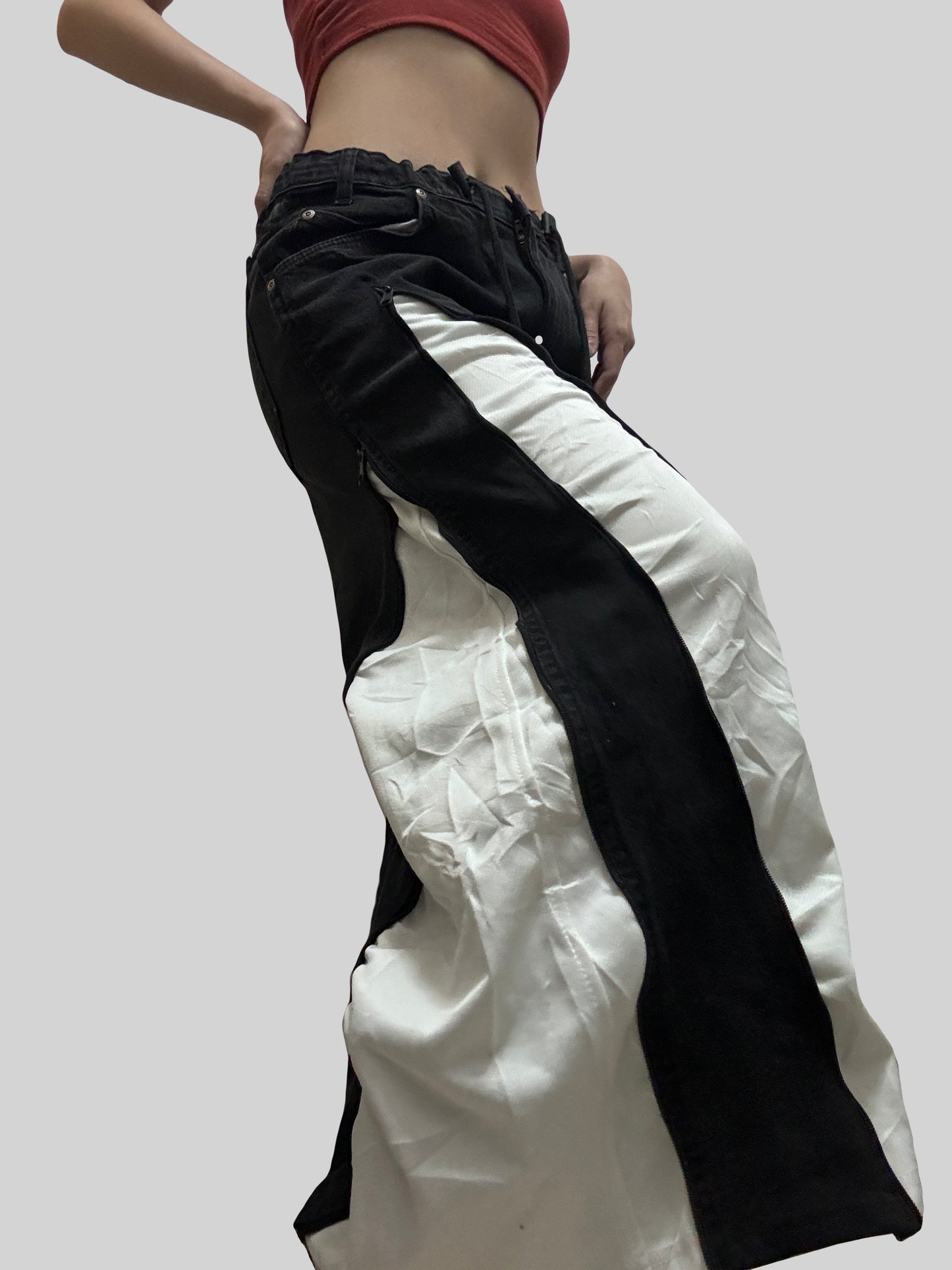 小個子版本: White Adidas Sweatpants X Black Jeans Remade #52