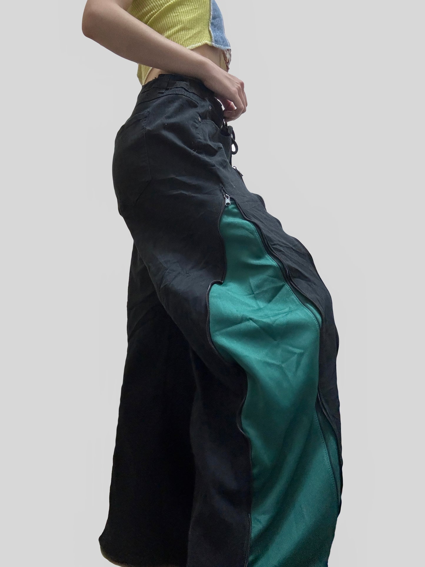 Green Adidas Sweatpants X Black Jeans Remade #80