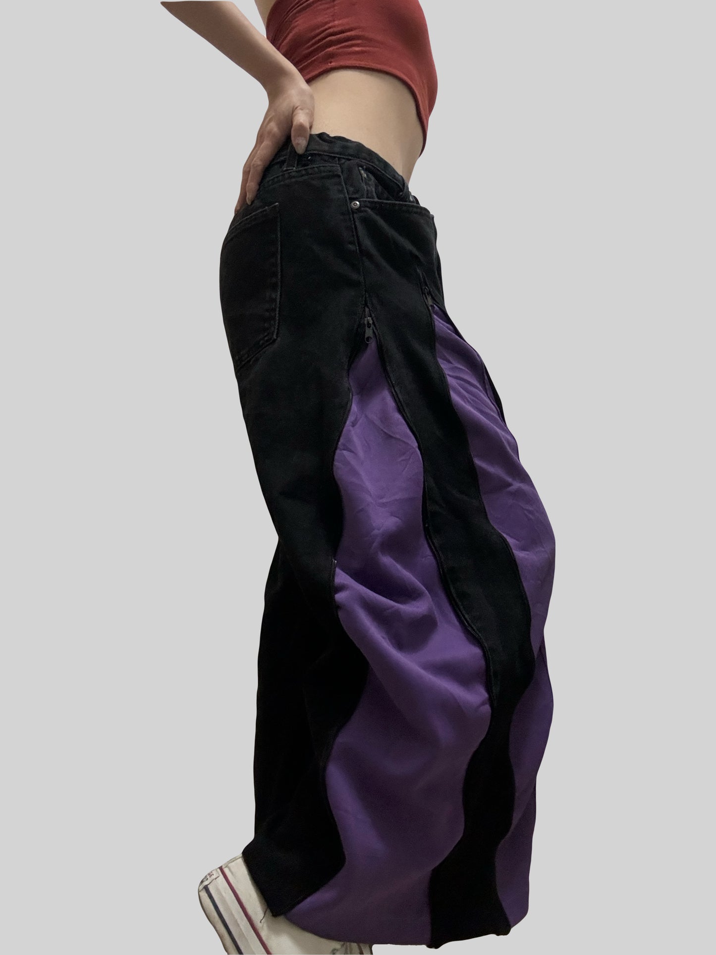 小個子版本: Purple Adidas Sweatpants X Black Jeans Remade #54