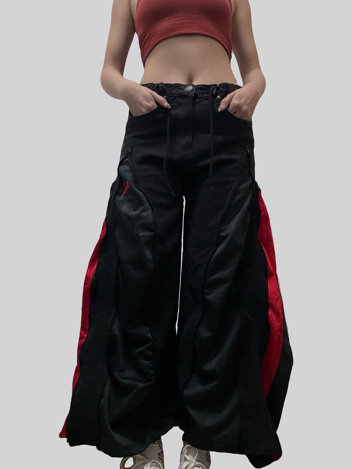 小個子版本: Red Puma Sweatpants X Black Jeans Remade #55