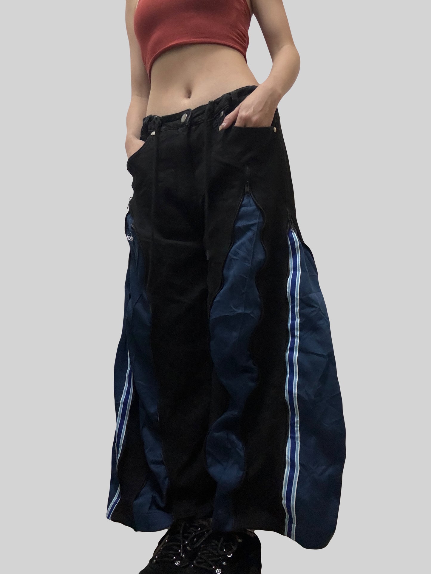 小個子版本: Dark Blue Adidas Sweatpants X Black Jeans Remade #62