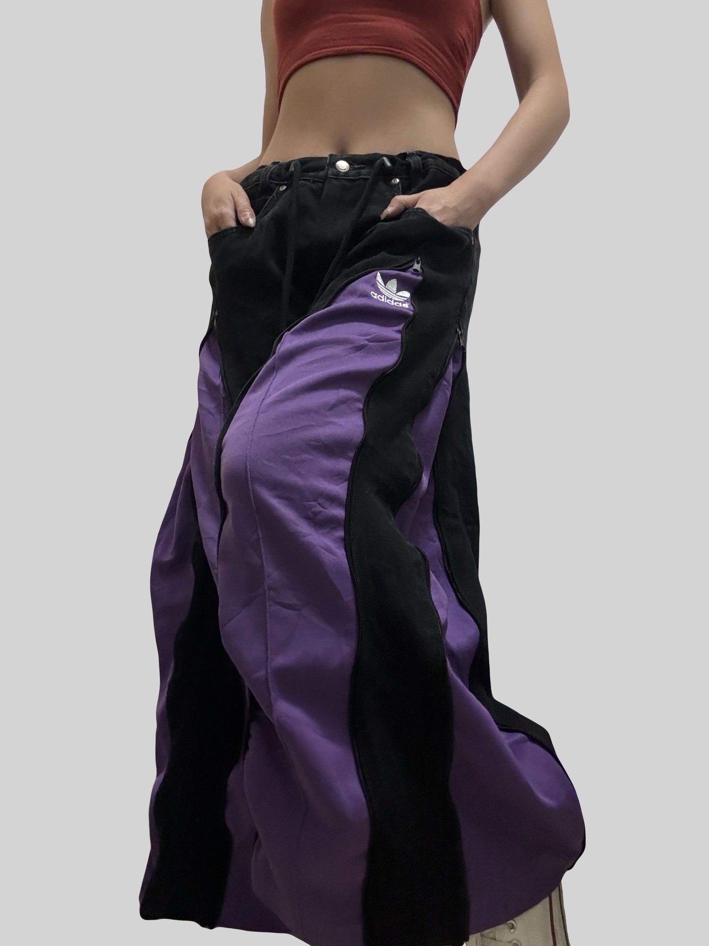 小個子版本: Purple Adidas Sweatpants X Black Jeans Remade #54