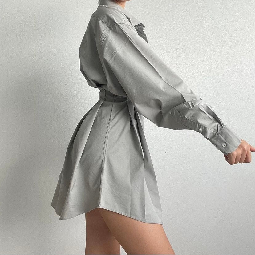 Light Grey (Special Color)- Remade Corset Shirt Dress