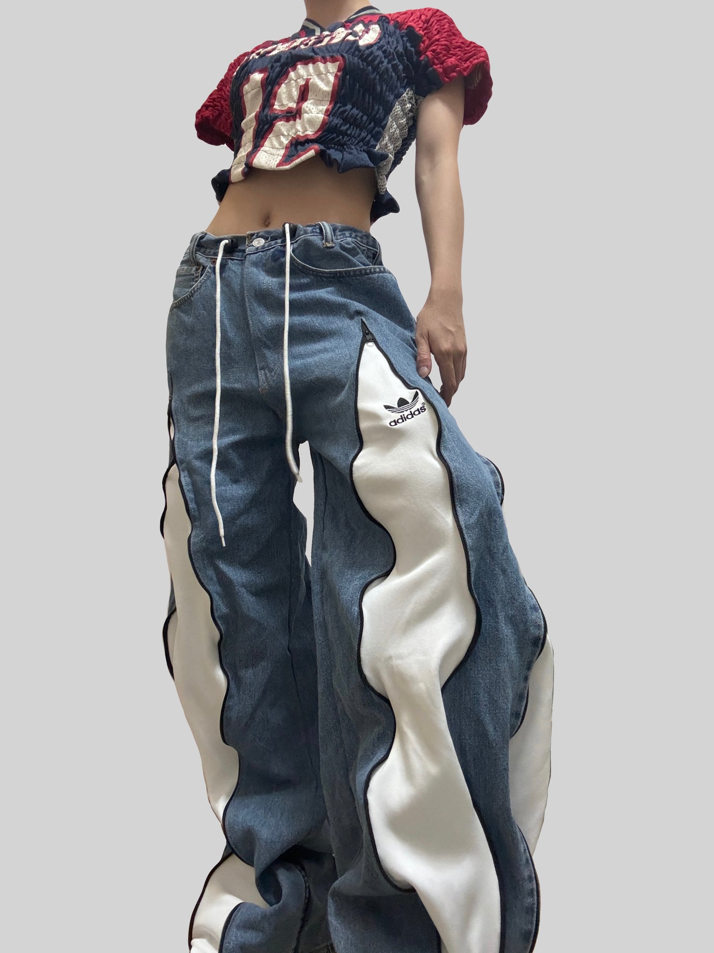 White Adidas Sweatpants X Levi’s Jeans Remade #31