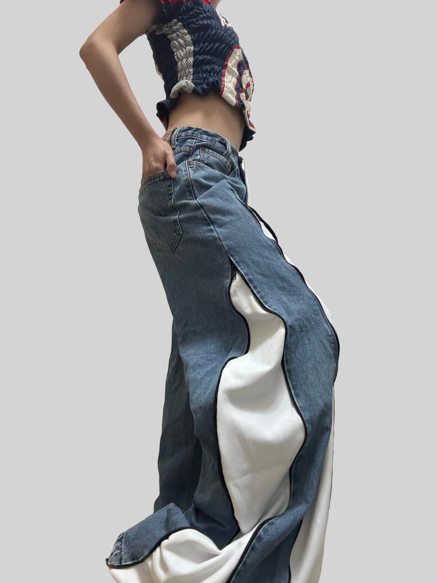 White Adidas Sweatpants X Levi’s Jeans Remade #31