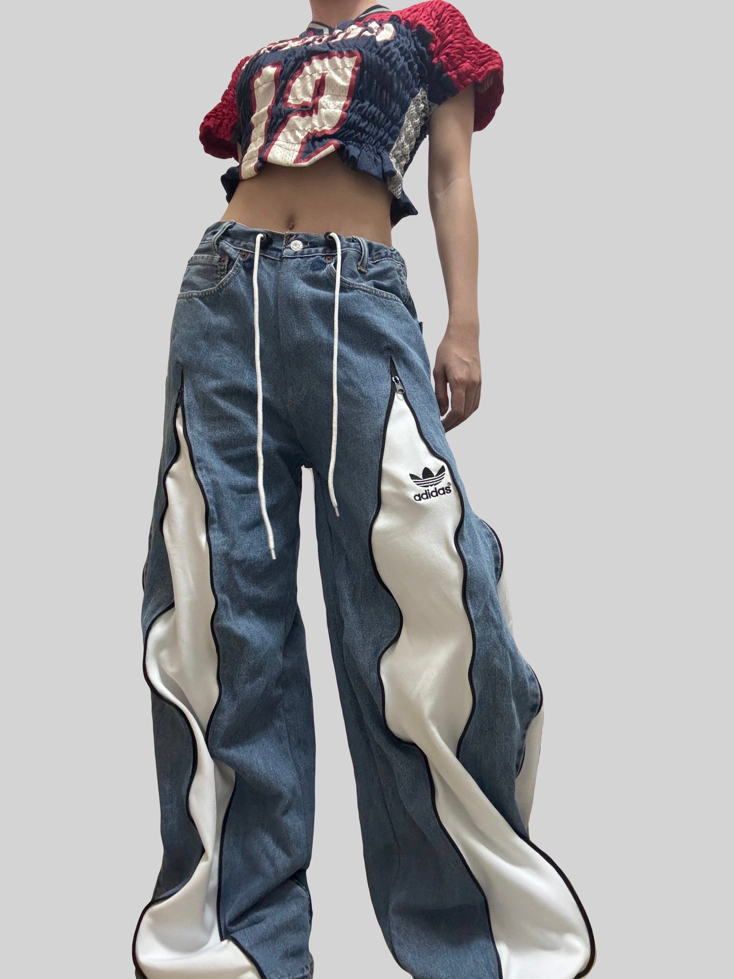 White Adidas Sweatpants X Levi’s Jeans Remade #31
