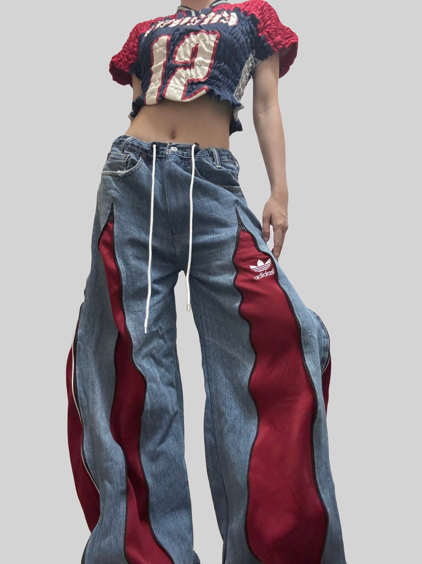 Red Adidas Sweatpants X Levi’s Jeans Remade #30