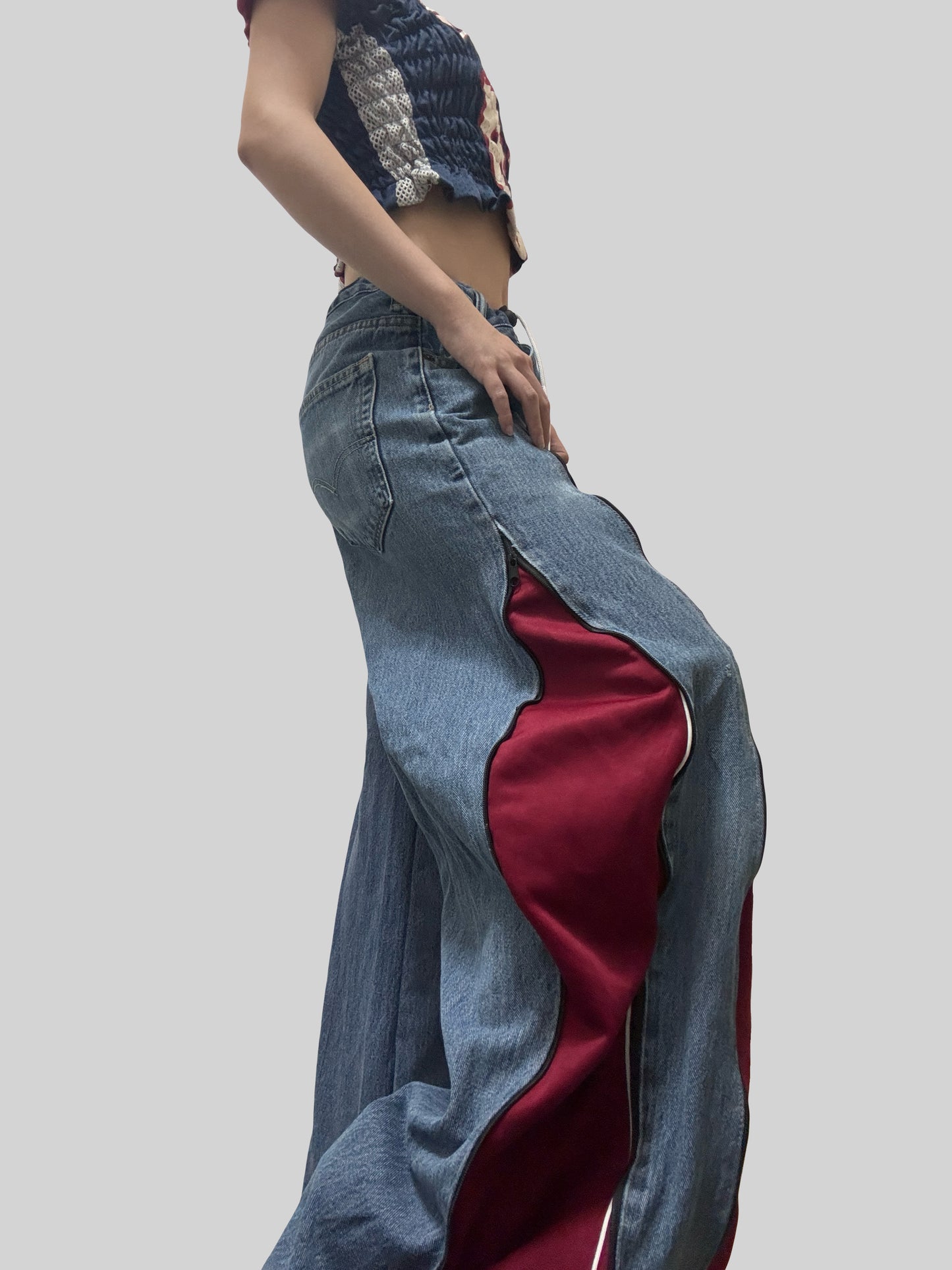 Red Adidas Sweatpants X Levi’s Jeans Remade #30