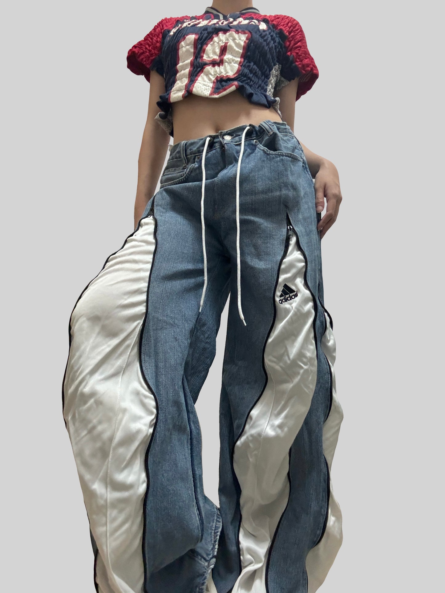 White Adidas Sweatpants X Levi’s Jeans Remade #23