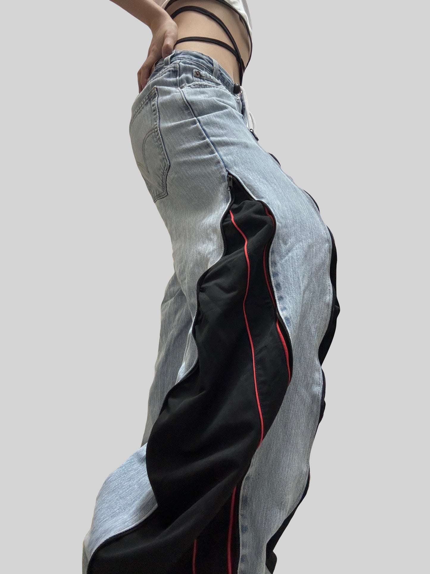 Black and Red Puma Sweatpants X Levi’s Jeans Remade #47