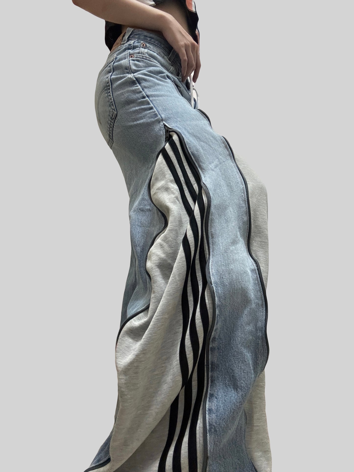 Grey Adidas Sweatpants X Levi’s Jeans Remade #42