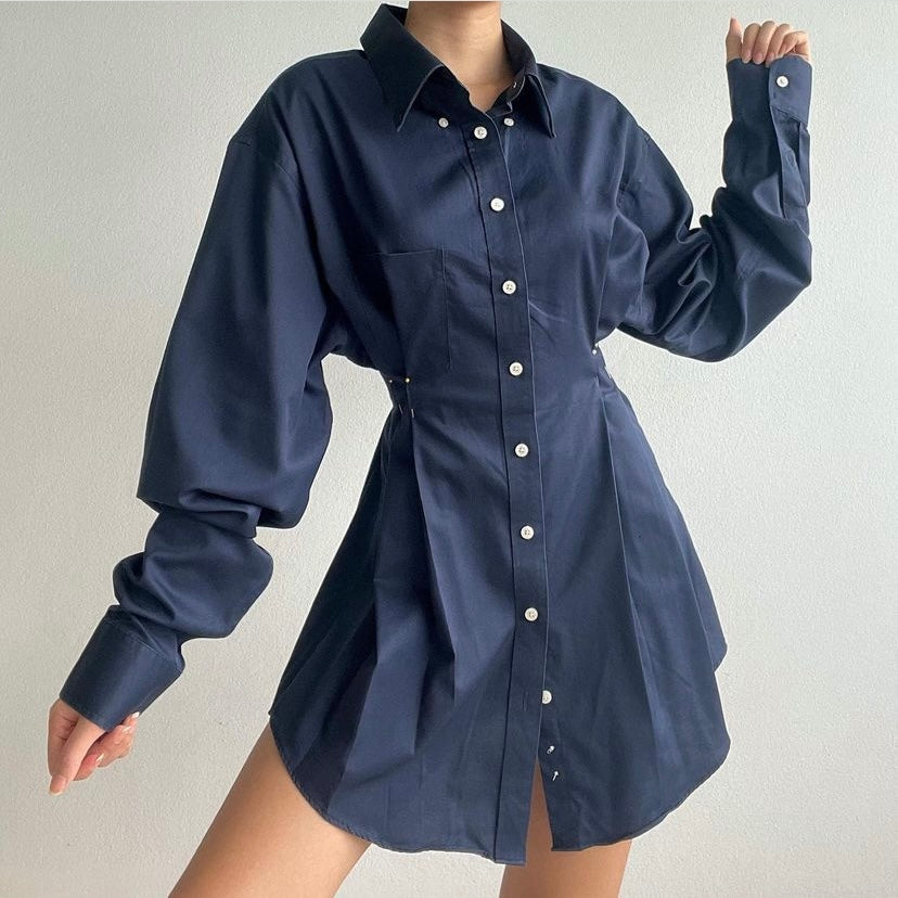 Dark Blue (Special Color)- Remade Corset Shirt Dress