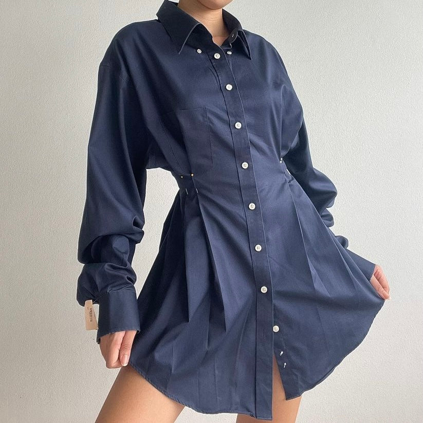 Dark Blue (Special Color)- Remade Corset Shirt Dress