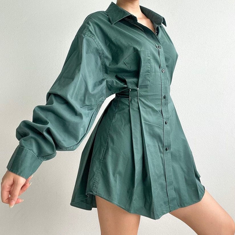 Christmas Green (Special Color)- Remade Corset Shirt Dress