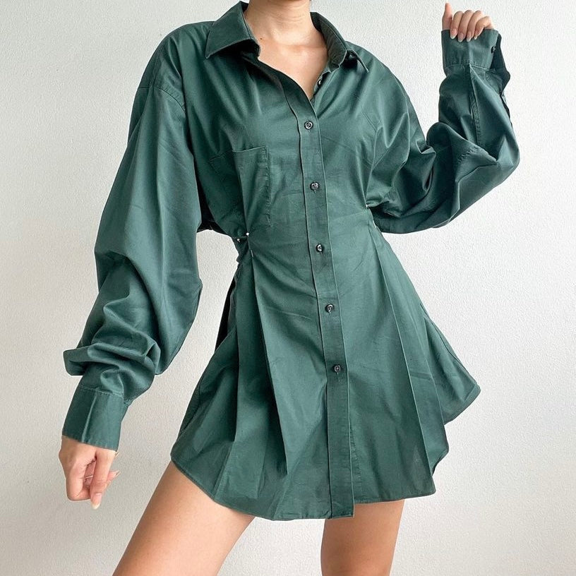 Christmas Green (Special Color)- Remade Corset Shirt Dress