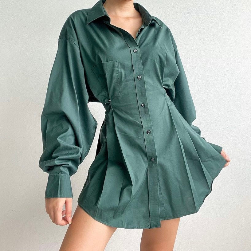 Christmas Green (Special Color)- Remade Corset Shirt Dress