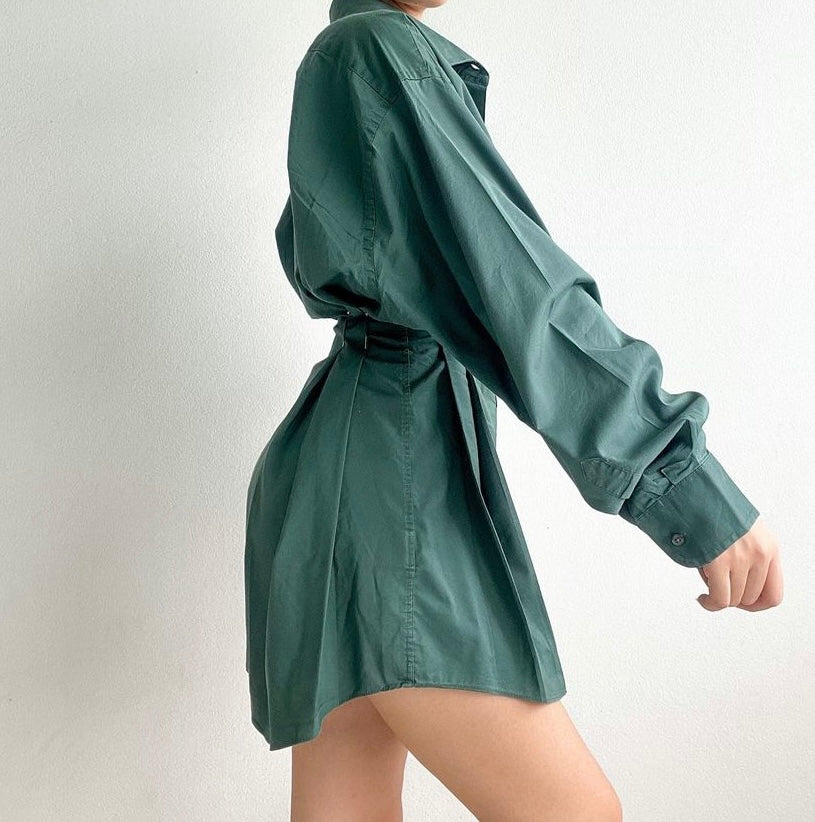 Christmas Green (Special Color)- Remade Corset Shirt Dress