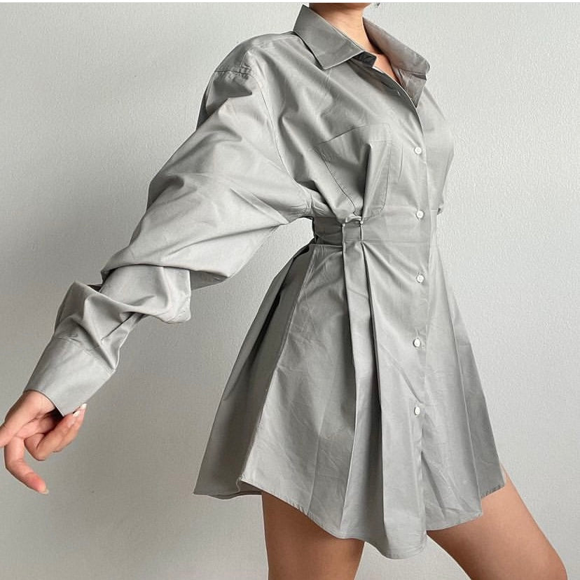 Light Grey (Special Color)- Remade Corset Shirt Dress