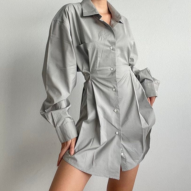 Light Grey (Special Color)- Remade Corset Shirt Dress