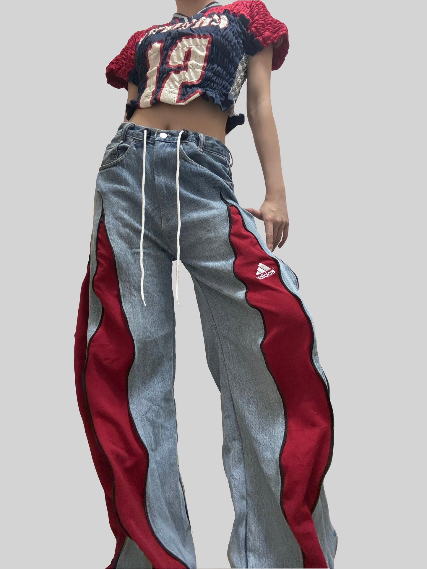 Red Adidas Sweatpants X Levi’s Jeans Remade #25