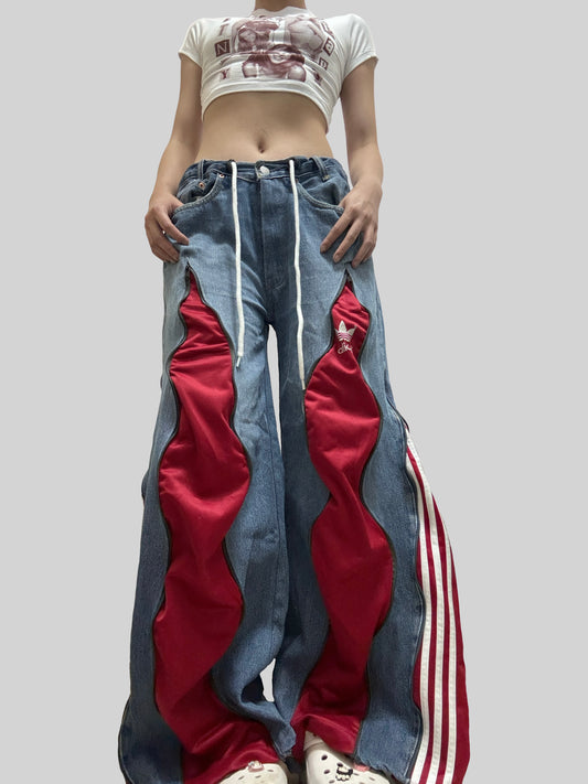 Red Adidas Sweatpants X Levi’s Jeans Remade #49