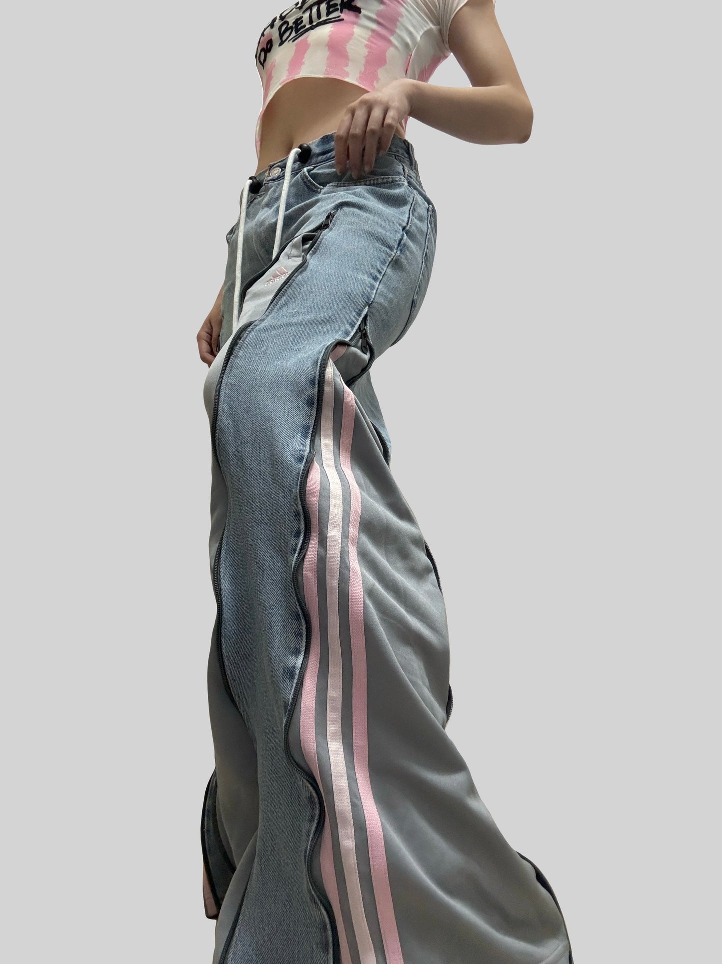 Grey and Pink Adidas Sweatpants X Levi’s Jeans Remade #39 (with flaws瑕疵品)