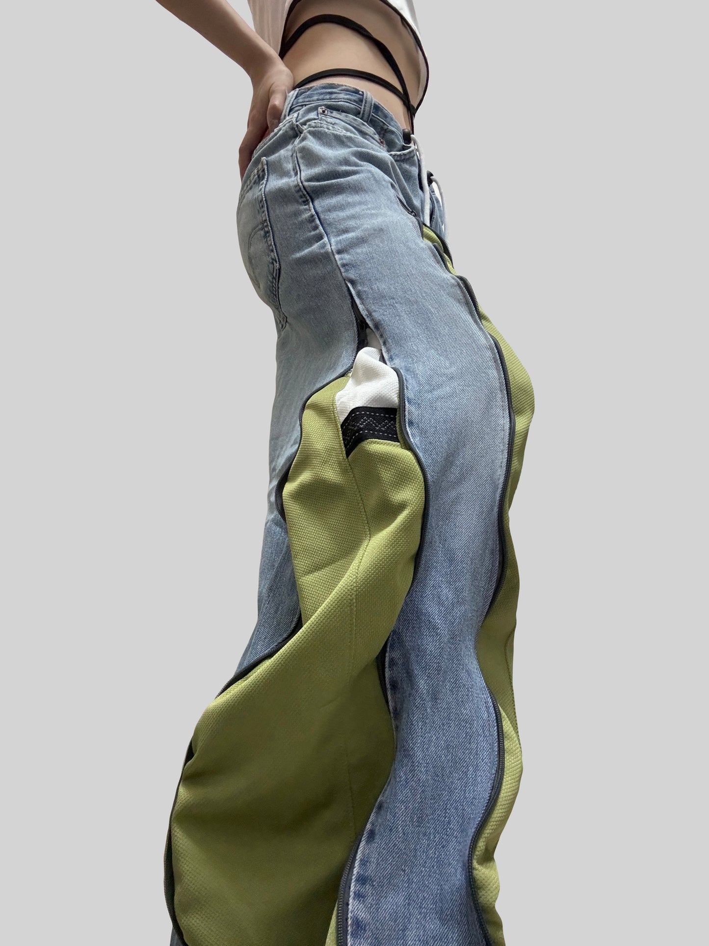 Lemon Green Nike Sweatpants X Levi’s Jeans Remade #45